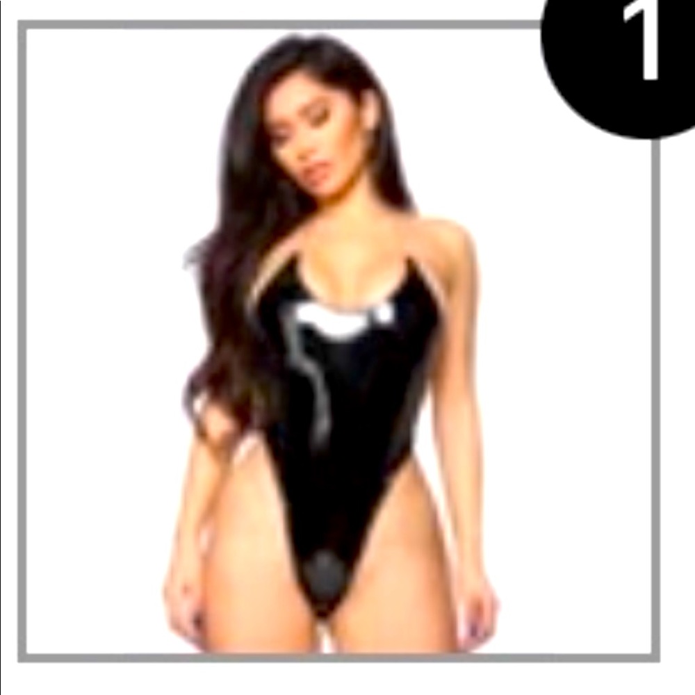 Not Losing Control Black Latex FashionNovaBodysuit